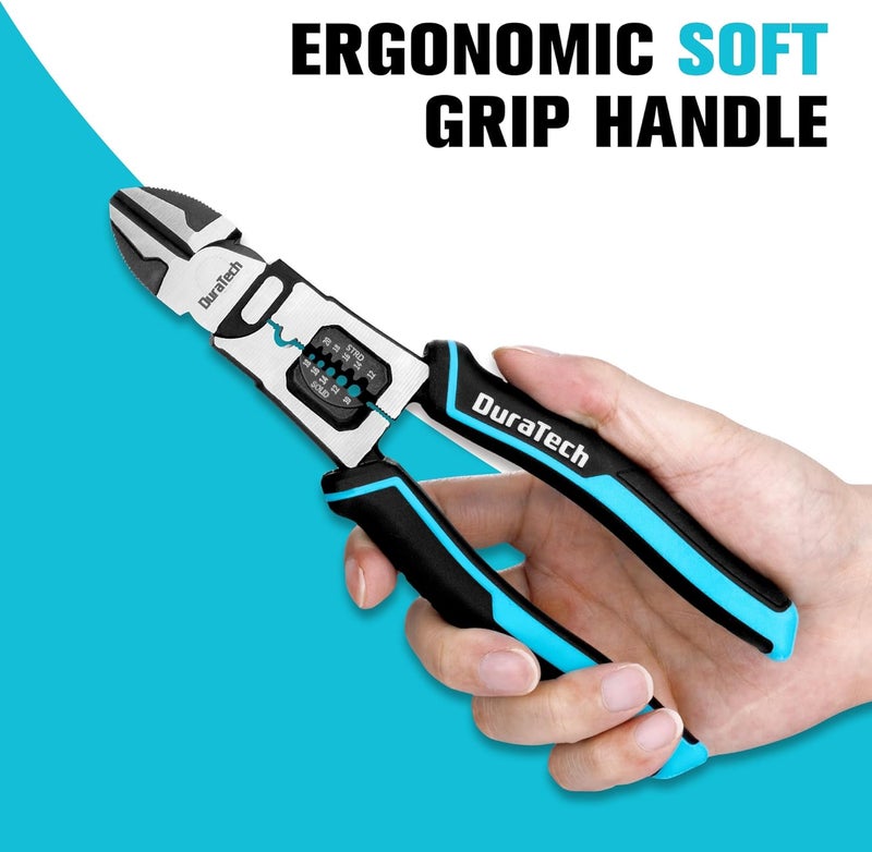 DURATECH 4-in-1 Diagonal Cutting Pliers, 8" Multifunction Heavy Duty Side-Cutting Pliers with Wire Stripper, Wire Cutters with Ergonomic Handle for Electricians and Homes - Image 5